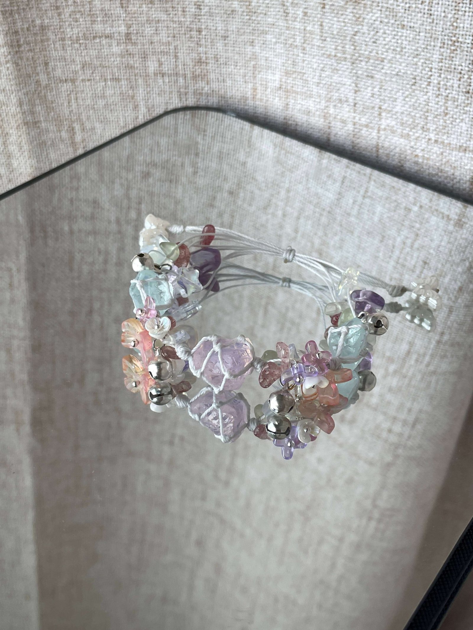 pink opal knitted bracelet