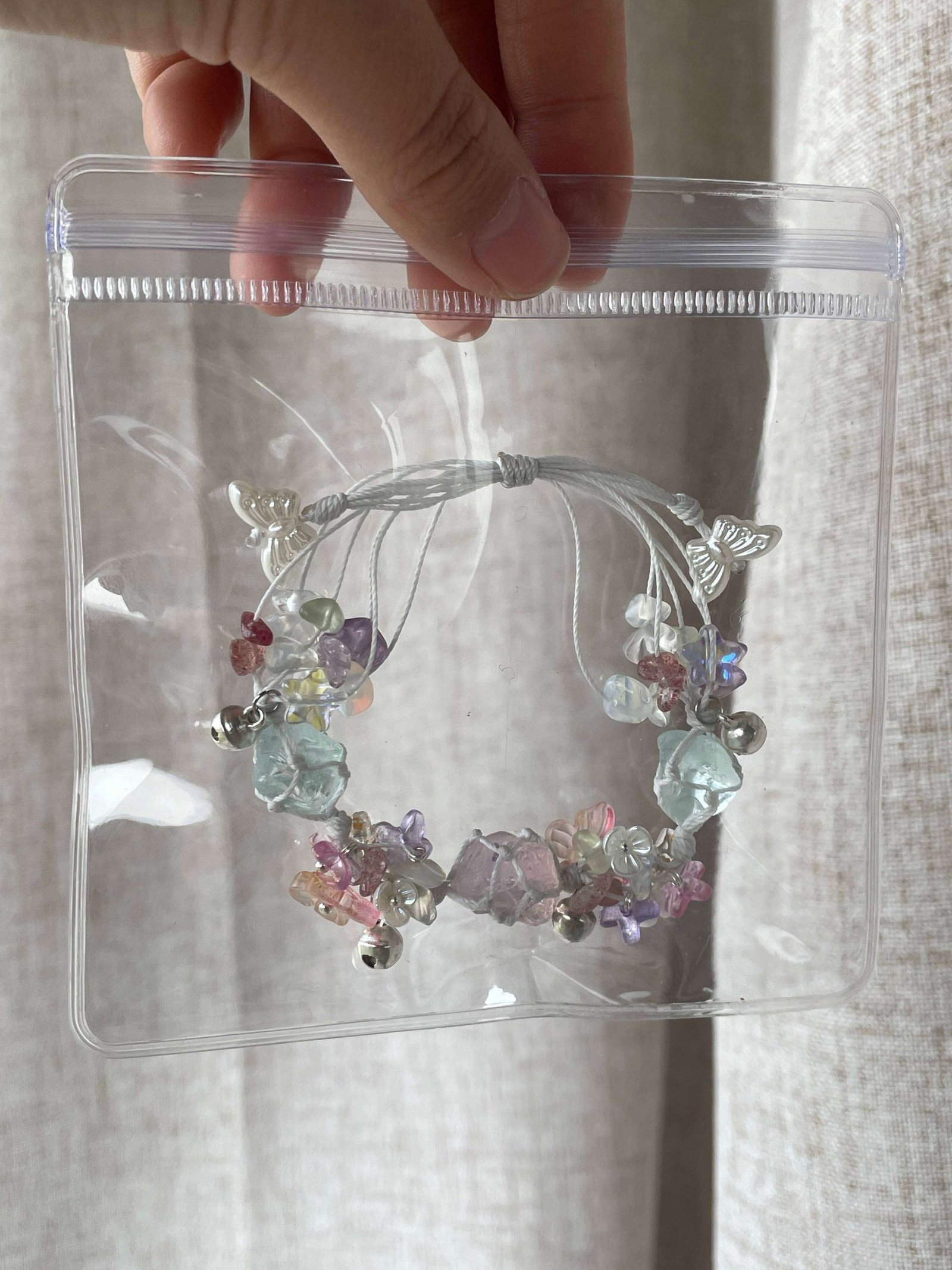 pink opal knitted bracelet