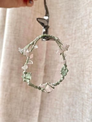 rose quartz green fluorite knitted bracelet