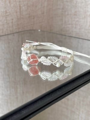 strawberry quartz macrame bracelet