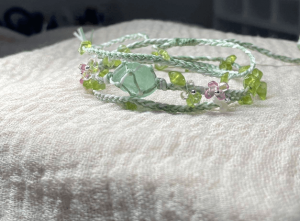 triple wrap green fluorite bracelet