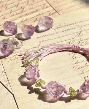 handmade amethyst and peridot bracelet
