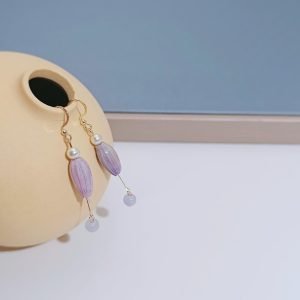 handcrafted real purple bellflower earrings