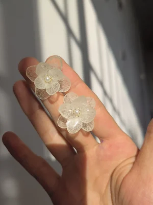 handmade hydrangea earrings white