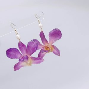 handmade orchid pearl earrings