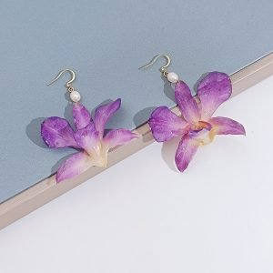 handmade orchid pearl earrings