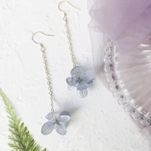handmade hydrangea long drop earrings