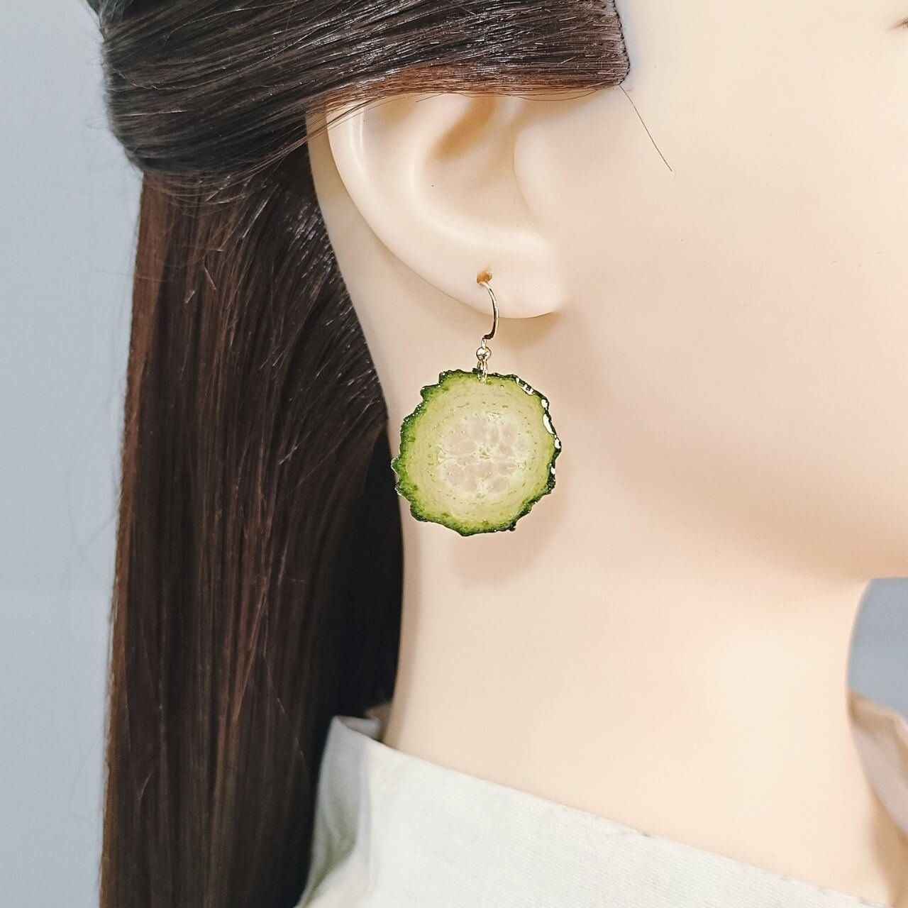 natural cucumber earrings
