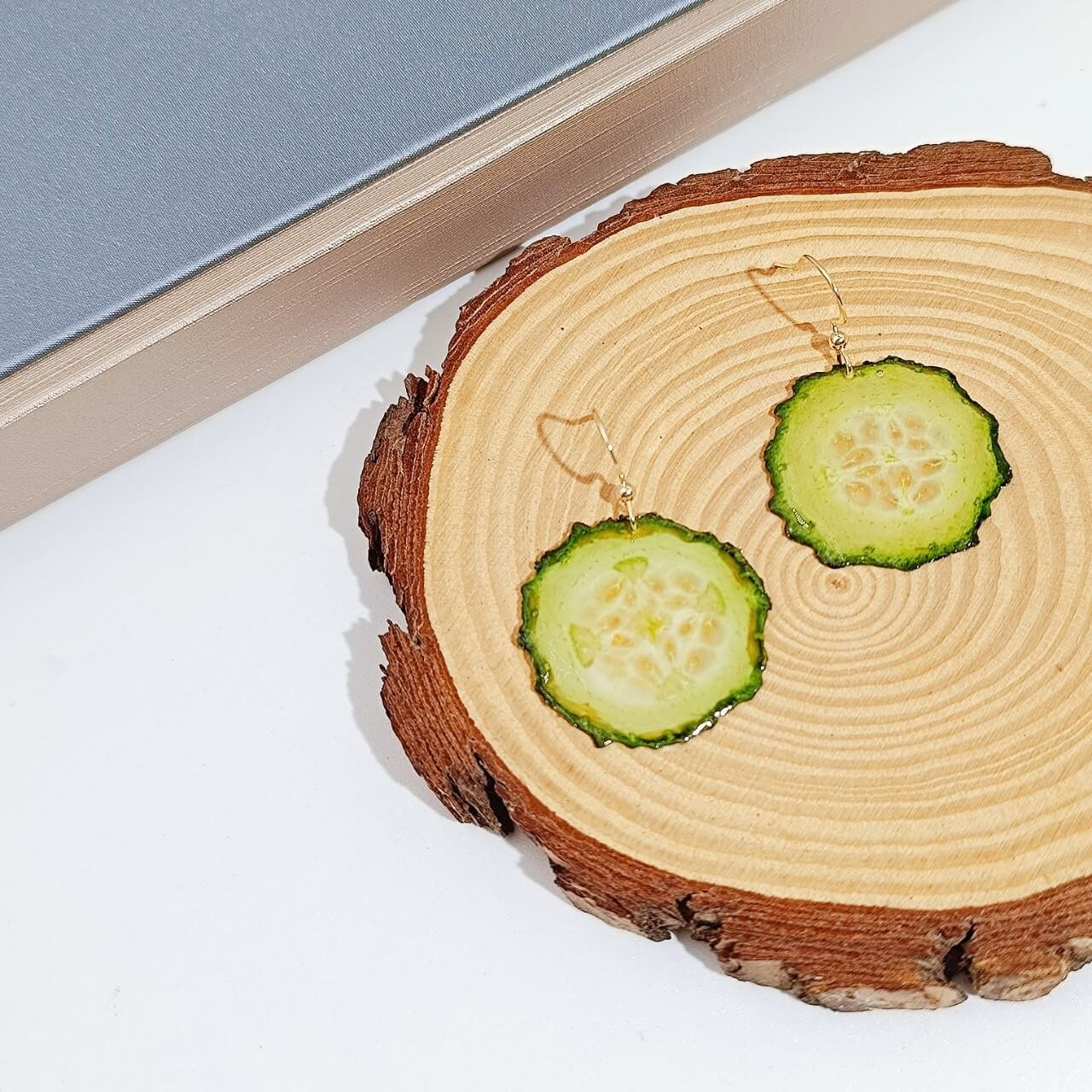 natural cucumber earrings