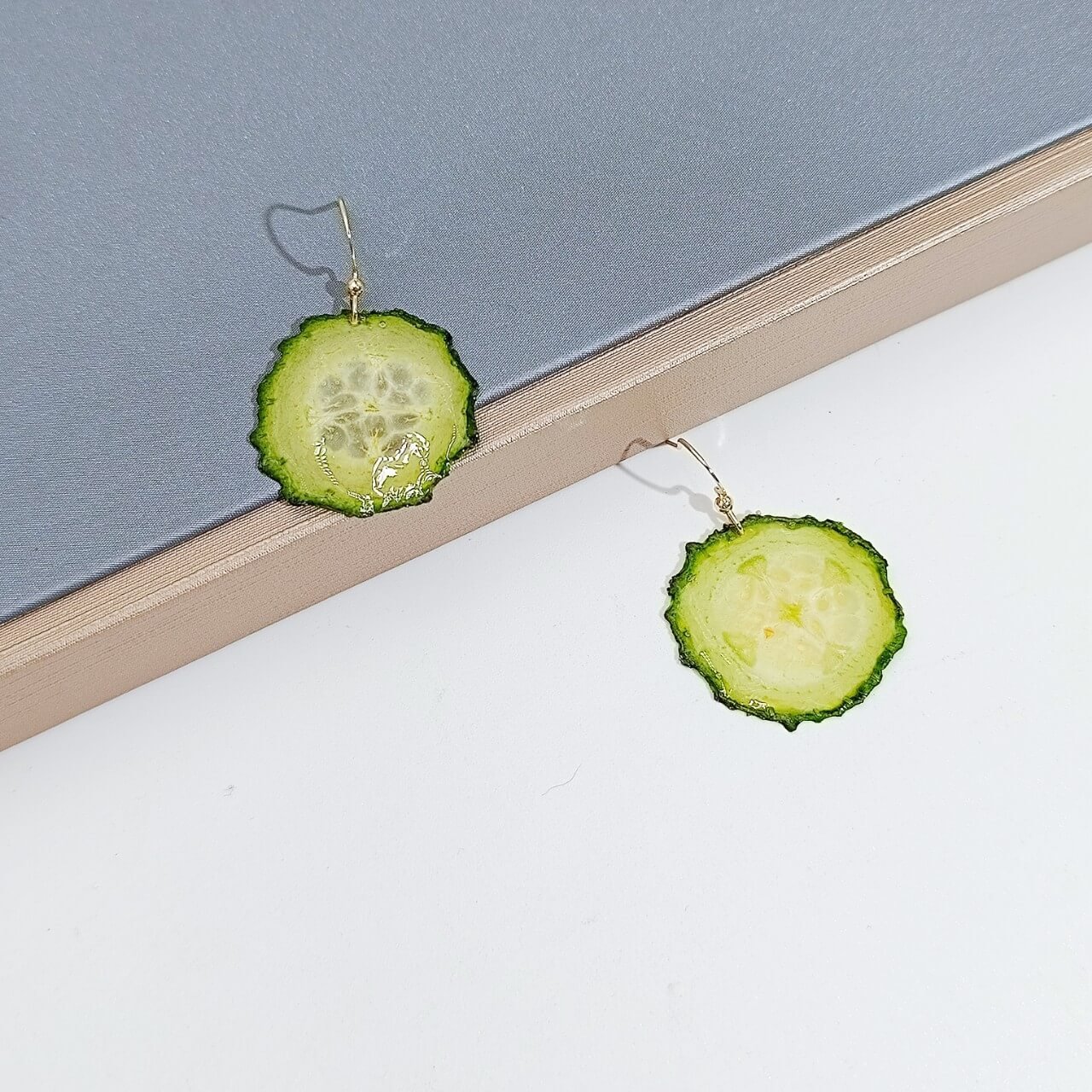 natural cucumber earrings