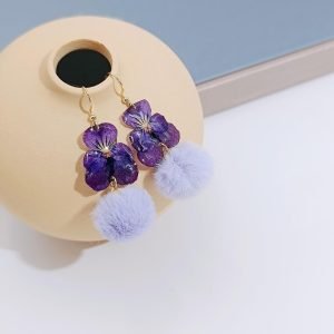natural viola cornuta earrings