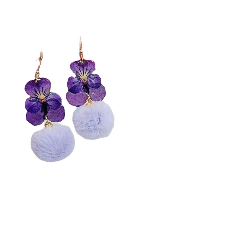 natural viola cornuta earrings