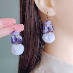 natural viola cornuta earrings