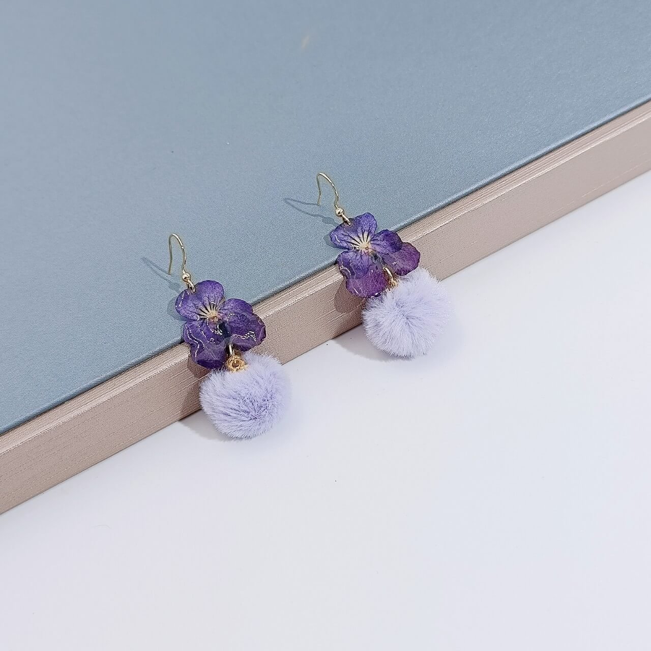 natural viola cornuta earrings