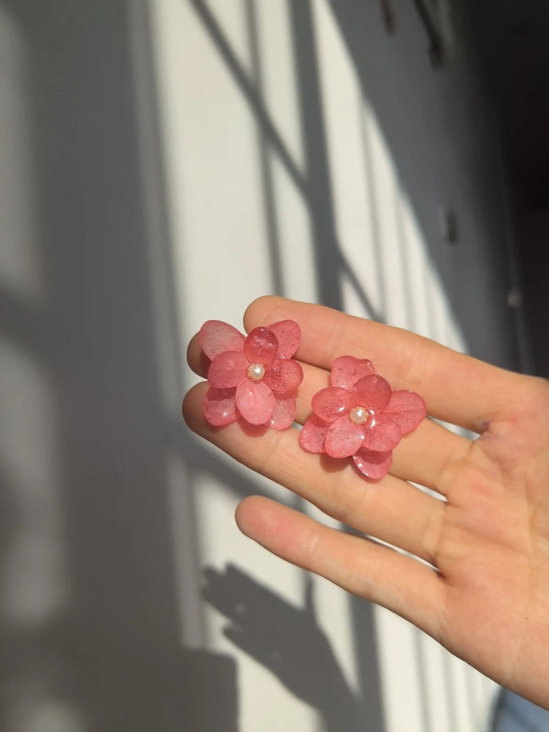 pink hydrangea earrings