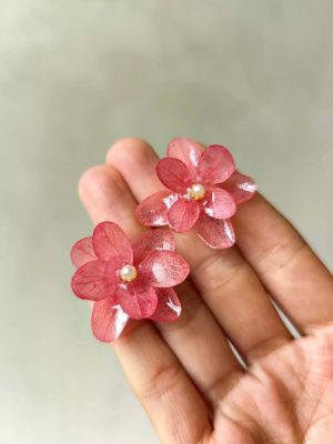 pink hydrangea earrings