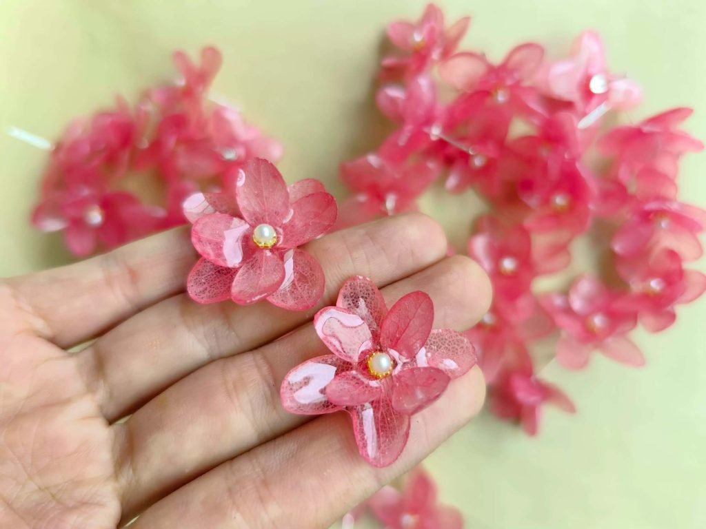 pink hydrangea earrings