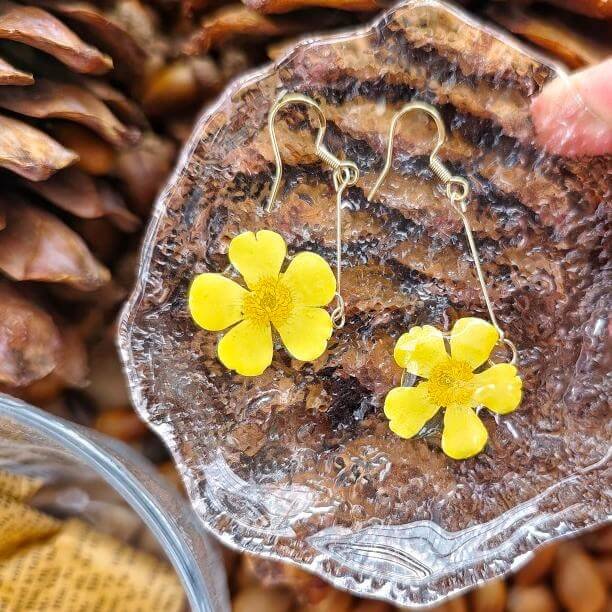 small yellow flower eternal flower earrings