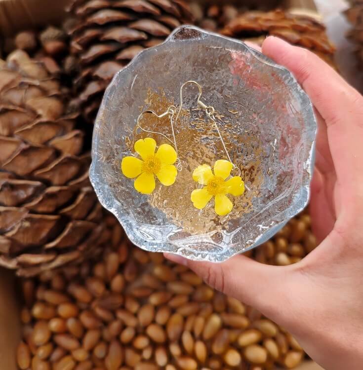 small yellow flower eternal flower earrings