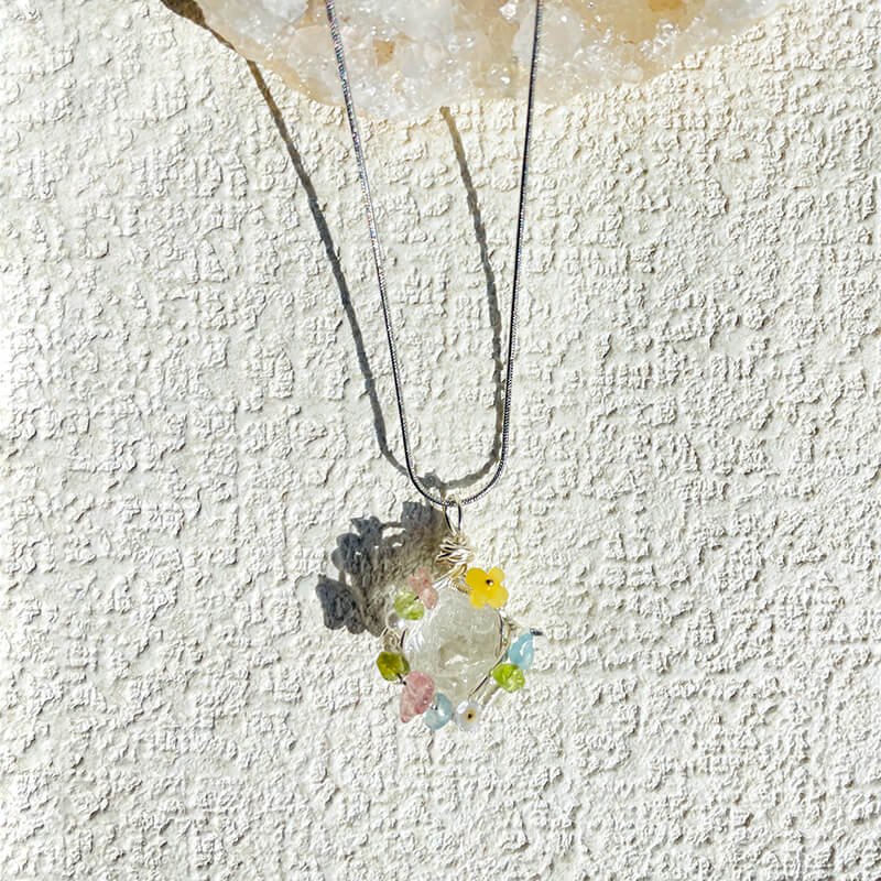 wire wrapped Clear Quartz pendant