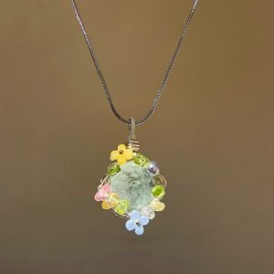 wire wrapped Green Fluorite pendant