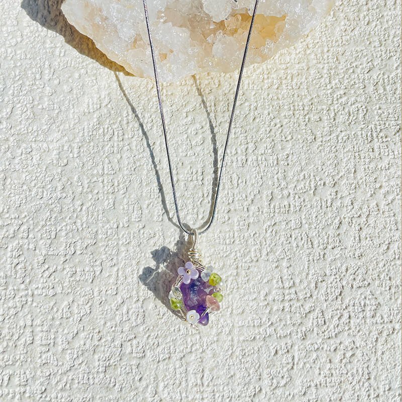 wire wrapped amethyst pendant