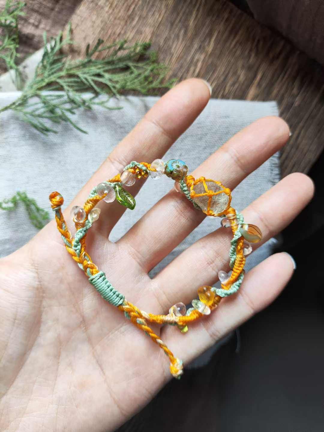 Adjustable Green Crystal Czech Glass Bracelet