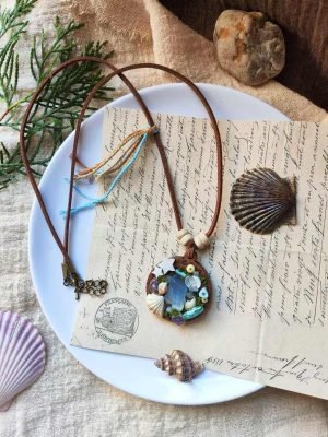Aquamarine Shell Necklace2