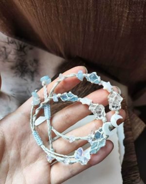 Delicate Aquamarine Clear Quartz Beaded Bracelet