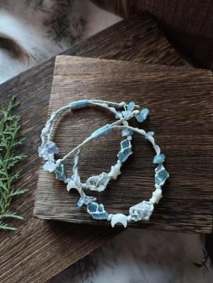 Delicate Aquamarine Clear Quartz Beaded Bracelet