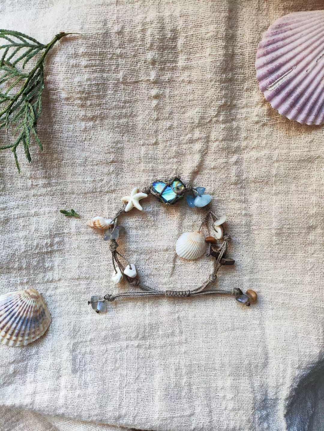 Labradorite Shell Adjustable Bracelet