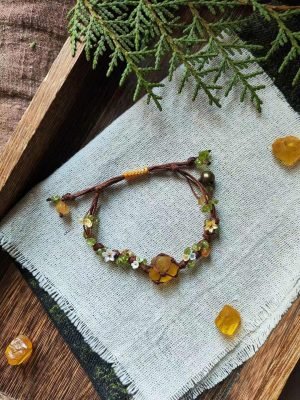 Yellow Fluorite Bracelet with Floral Charm2
