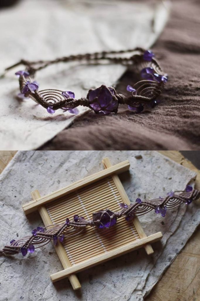 Amethyst Woven Cord Bracelet