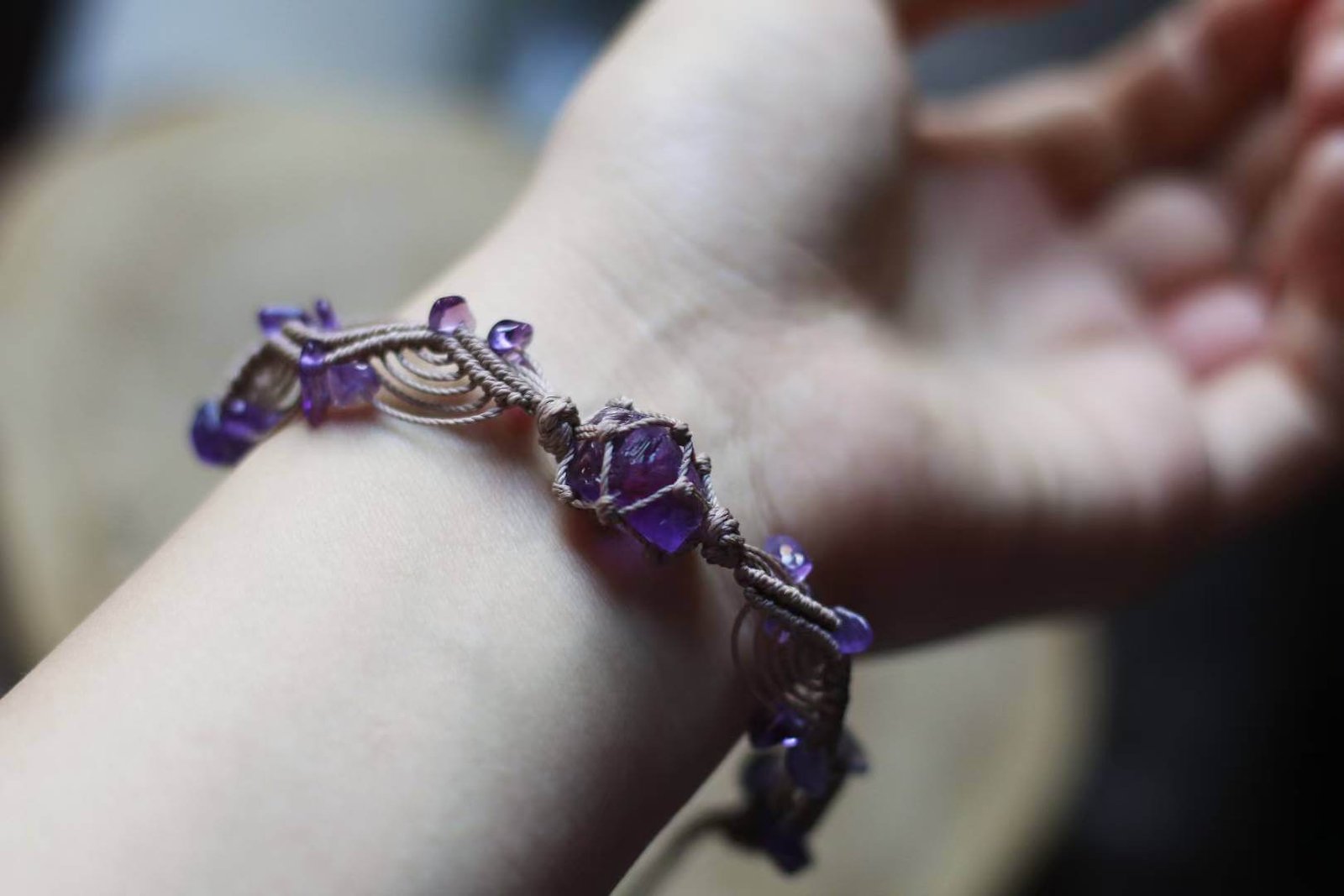 Amethyst Woven Cord Bracelet