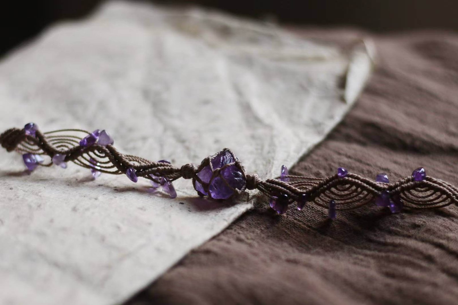 Amethyst Woven Cord Bracelet