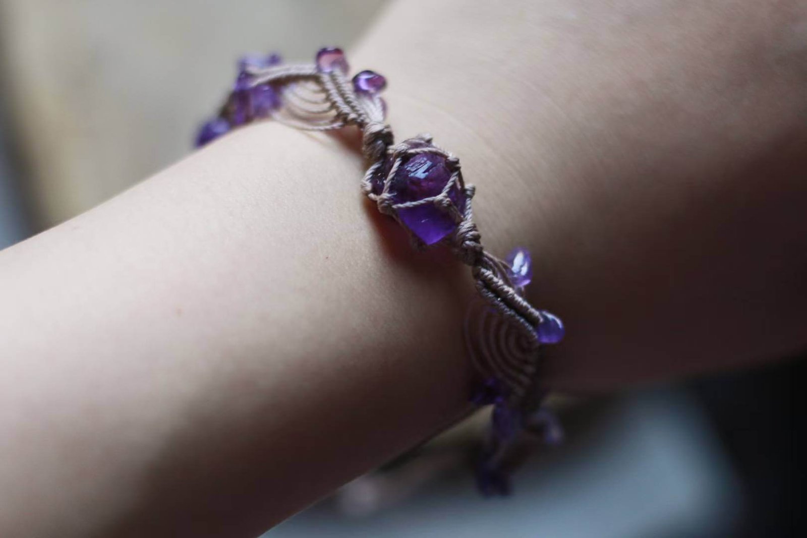 Amethyst Woven Cord Bracelet
