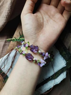 Amethyst and Butterfly Bead Bracelet