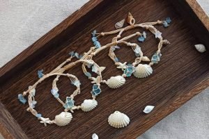 Aquamarine and Shell Bracelet