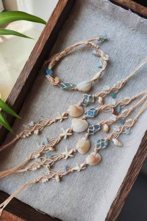 Aquamarine and Shell Bracelet