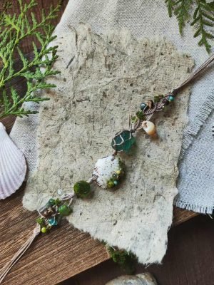 Boho Shell and Green Fluorite Bracelet