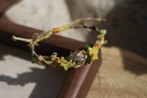 Citrine and Resin Flowers Bracelet