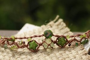 Green Fluorite Octahedron Double Layer Bracelet