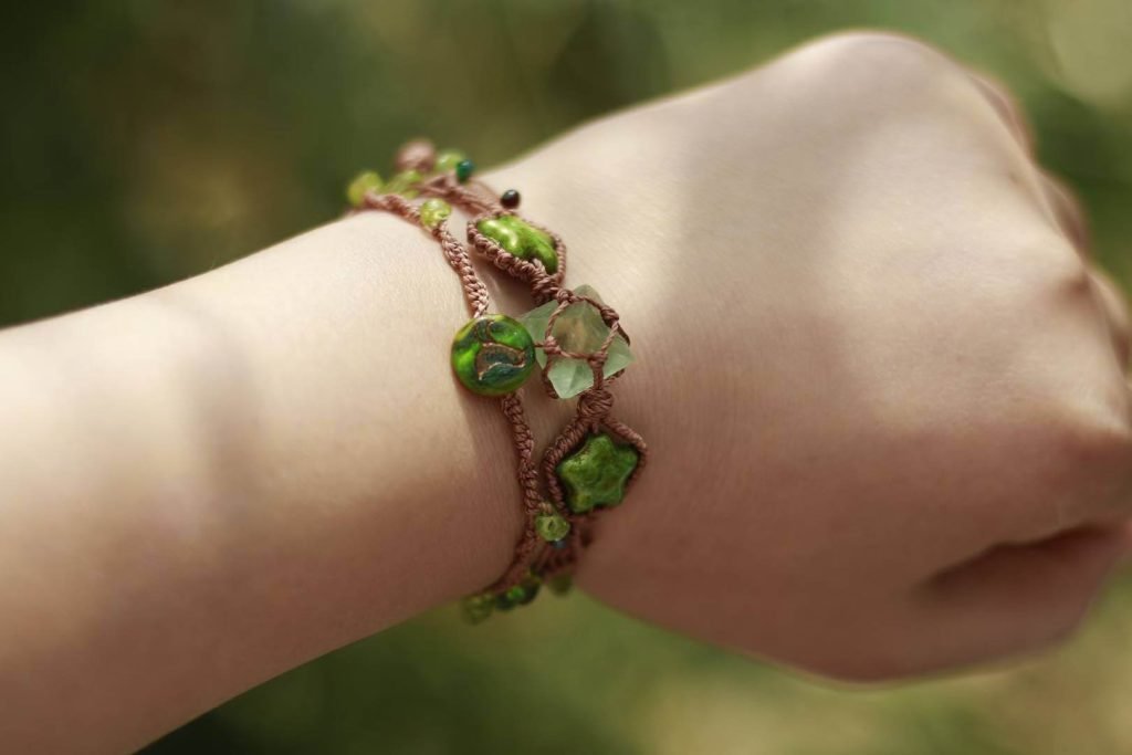 Green Fluorite Octahedron Double Layer Bracelet