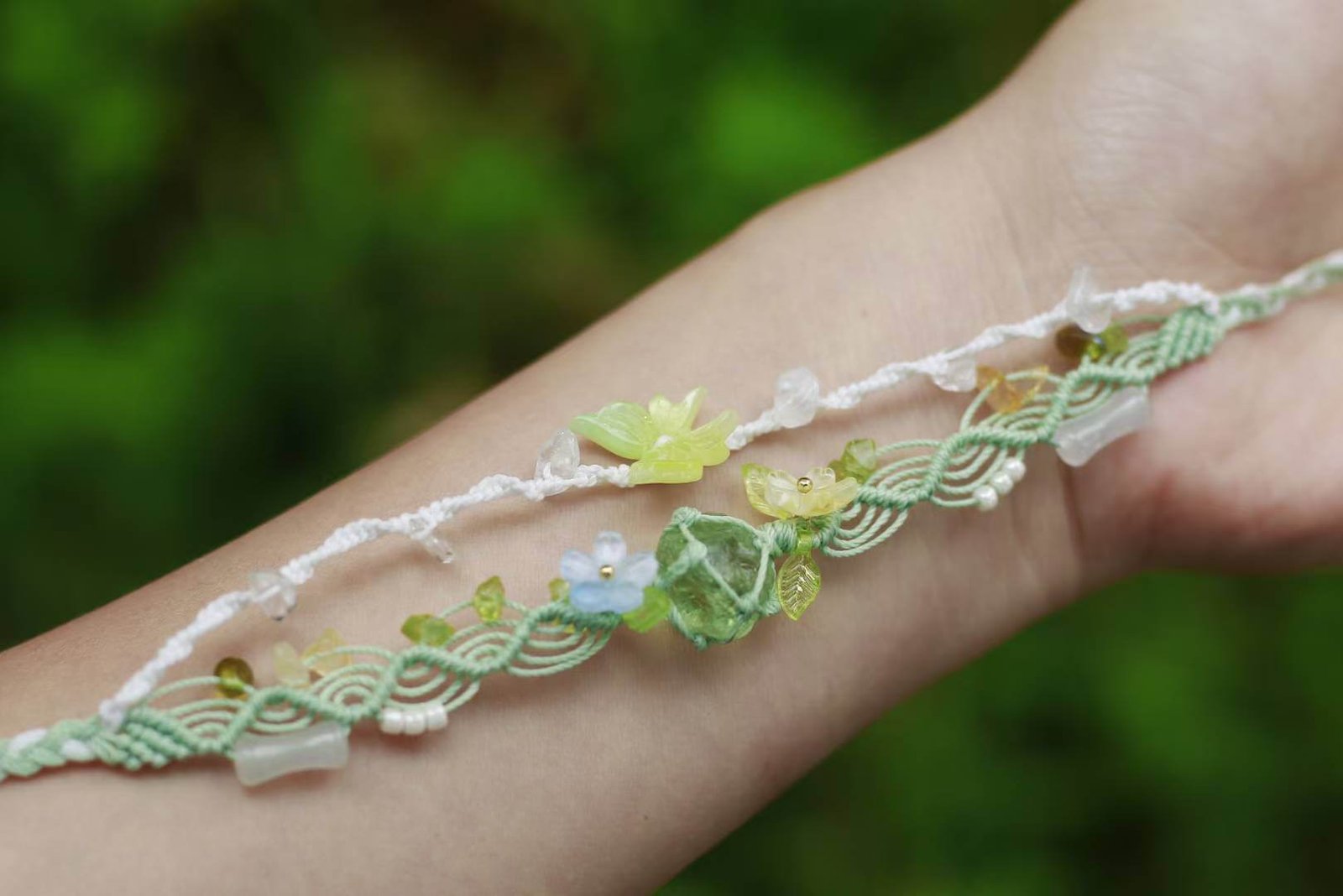 Green Glass Double Layer Bracelet