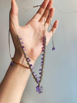 Handmade Amethyst Macrame Necklace