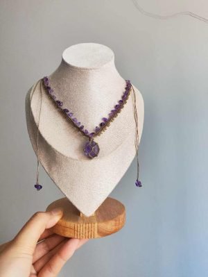 Handmade Amethyst Macrame Necklace