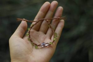 Herkimer Diamond and Peridot Chip Bracelet