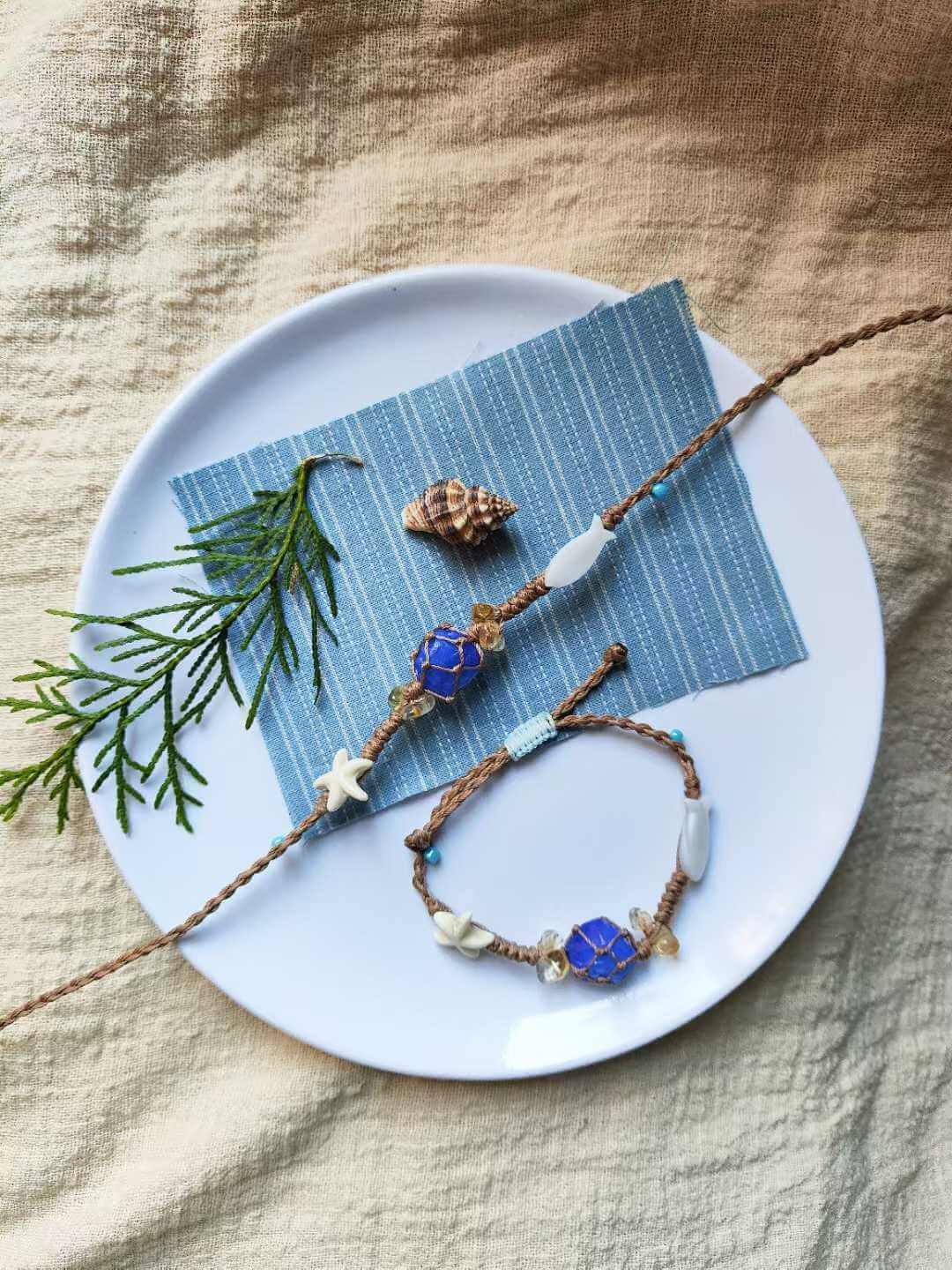 Ocean Inspired Bracelet with Shell Fish Charm
