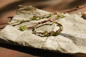 Raw Peridot Woven Bracelet